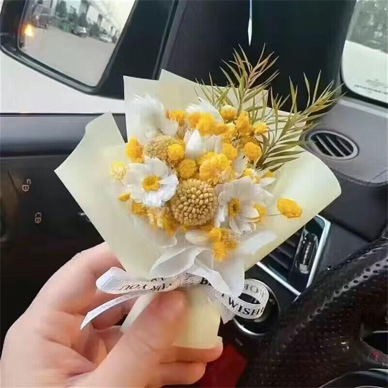 Cute Mini Dried Flowers Bouquet for Car Air Vent Clips, Small Bouquet Car Air Freshener Vent Clips,Mini Natural Dried Flower Bouquet Car,Car Essential Oil Diffuser Vent Clip,Auto Interior Accessories - Image 3